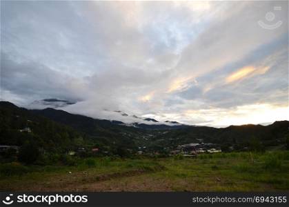 Mount Kinabalu during sunrise. Kinabalu is the highest peak in Borneo&rsquo;s Crocker Range and is the highest mountain in the Malay Archipelago
