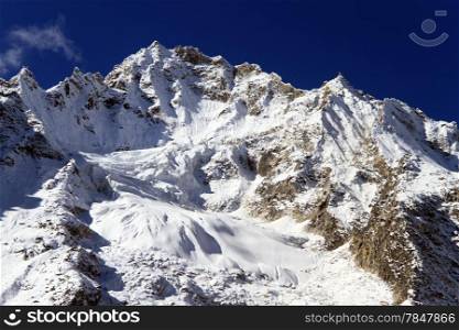 Mount Manaslu with snow in Nepal
