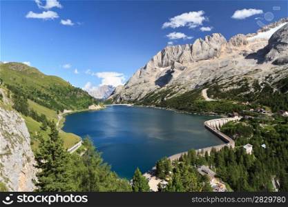 mount Marmolada and Fedaia lake, Trentino, Italy