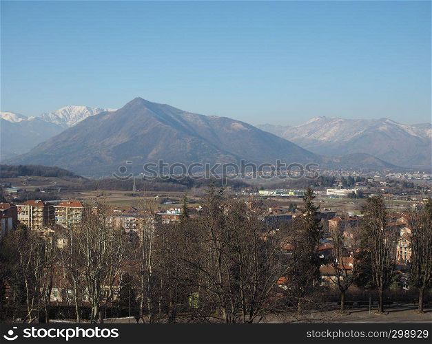 Mount Musine mountain in The Graian Alps Seen From Rivoli, Italy. Mount Musine seen from Rivoli