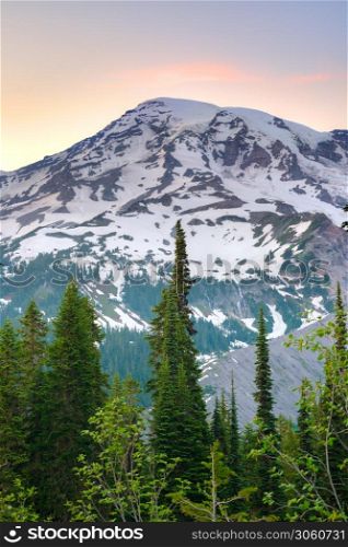 Mount Rainier summit at Mount Rainier National Park, Washington State, USA