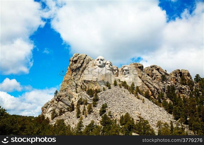 Mount Rushmore monument in South Dakota in the morning