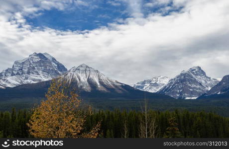 Mount Temple in Banff National Park of the Canadian Rockies in Alberta, Canada