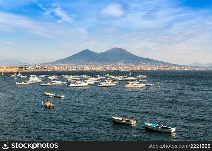 Mount Vesuvius in a summer day  in the gulf of Naples, Italy