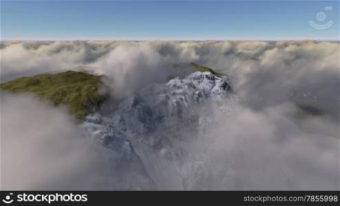 Mountain above the clouds made in 3d software