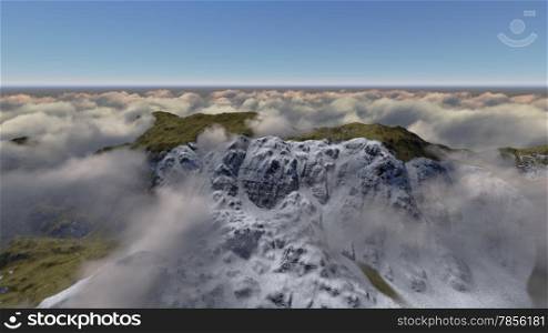Mountain above the clouds made in 3d software