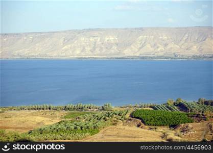 Mountain and Kinneret lake in Israel