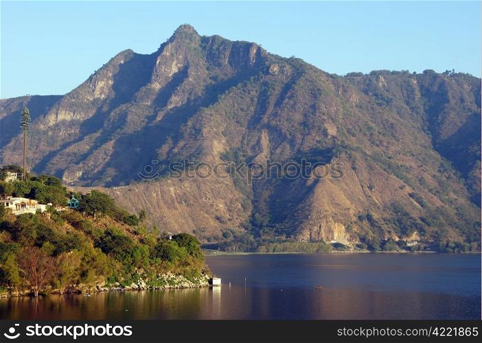 Mountain and lake Atitlan near San Pedro, Guatemala