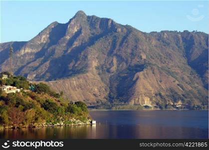 Mountain and lake Atitlan near San Pedro, Guatemala
