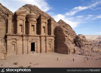 Mountain and rock monastery in Petra, Jordan