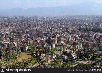 Mountain and view of city Kathmandu in Nepal
