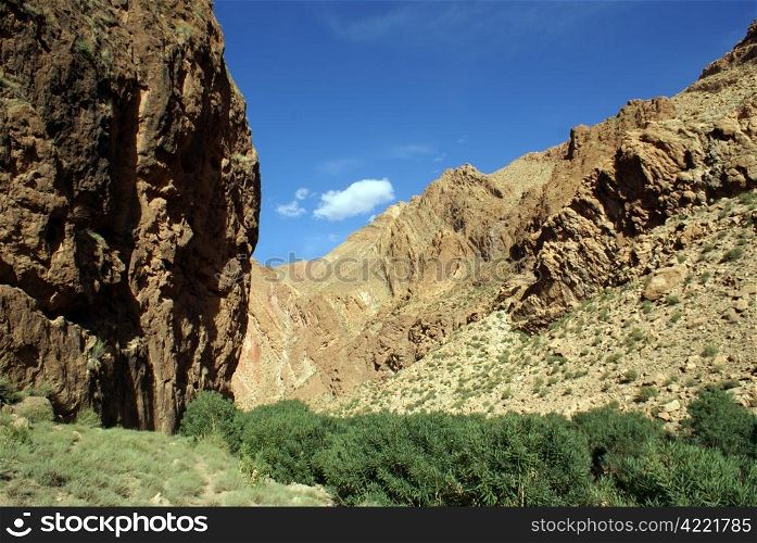 Mountain area and canyon in Morocco