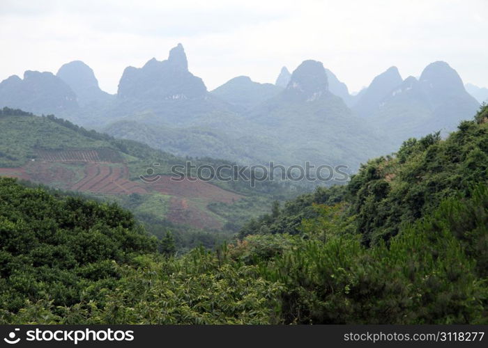 Mountain area bnear Yanshuo, China