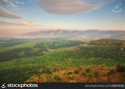 Mountain autumn hills landscape. Nature composition.