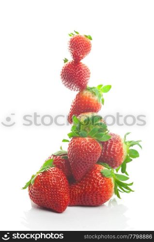 Mountain big juicy strawberries isolated on white