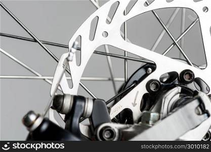 mountain bike disc close-up on a gray background
