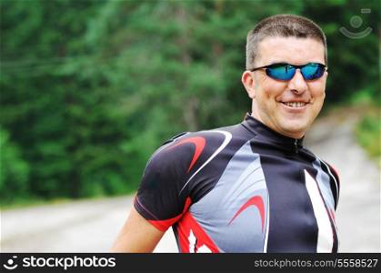 mountain bike with sport sunglasses portrait outdoor