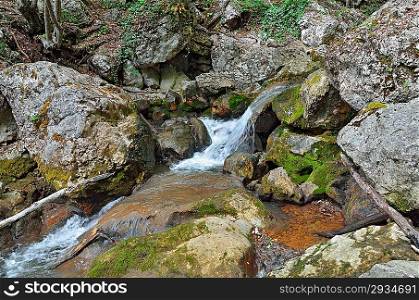 Mountain Brook flowing among stones.