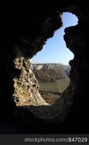Mountain. Cave city Eski-Kermen VI-XIV centuries, Crimea, Russia