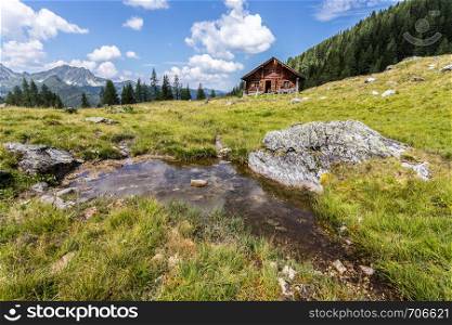 Mountain chalet in Austria: Idyllic landscape in the Alps