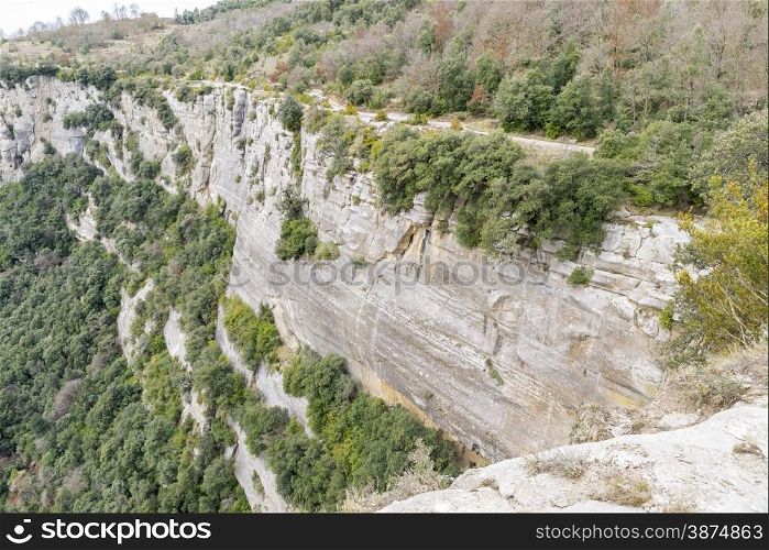 Mountain cliffs Rupit in Catalonia