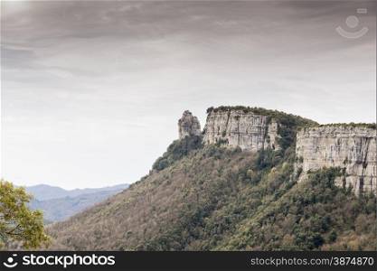Mountain cliffs Rupit in Catalonia