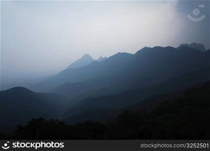 Mountain covered with fog, Shaolin Monastery, Henan Province, China