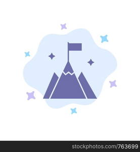 Mountain, Flag, User, Interface Blue Icon on Abstract Cloud Background