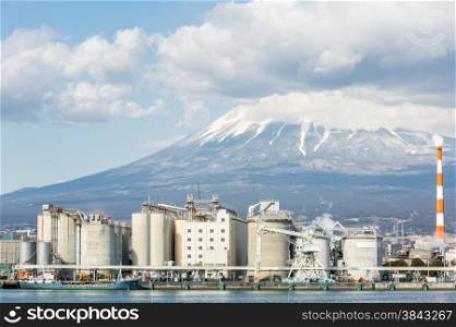 Mountain Fuji and Japan industry Factory from Shizuoka prefecture