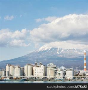 Mountain Fuji and Japan industry Factory from Shizuoka prefecture panorama
