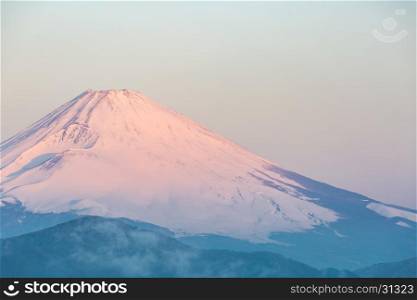 Mountain Fuji in winter sunrise at Hakone Lake