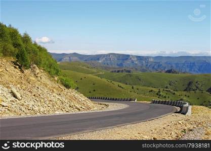 Mountain highway and landscape. North Caucasus travel.