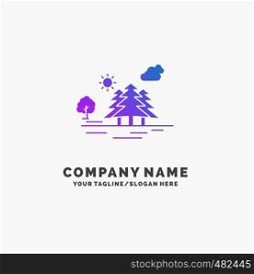 Mountain, hill, landscape, nature, clouds Purple Business Logo Template. Place for Tagline.. Vector EPS10 Abstract Template background
