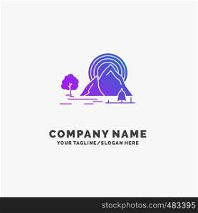 Mountain, hill, landscape, nature, rainbow Purple Business Logo Template. Place for Tagline.. Vector EPS10 Abstract Template background