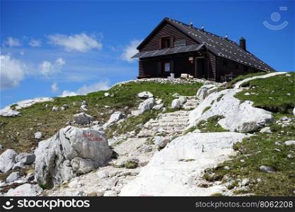 Mountain hut on the Triglav mount in Slovenia