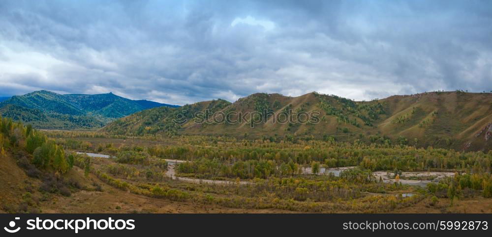 mountain in autumn day. mountains in beauty autumn day