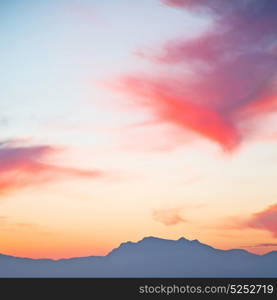 mountain in morocco africa lans and red sunrise