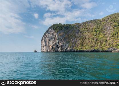 Mountain island on the sea blue sky at Thailand andaman