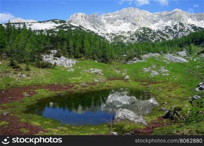 Mountain lake near Triglav mount in Slovenia