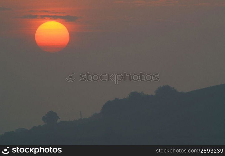 Mountain landscape and sunset