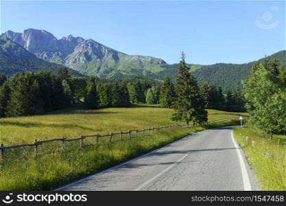 Mountain landscape at summer along the road to Presolana, Bergamo, Lombardy, Italy