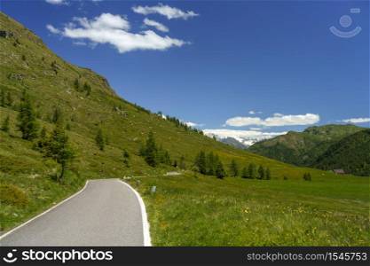 Mountain landscape at summer along the road to Vivione pass, Bergamo, Lombardy, Italy