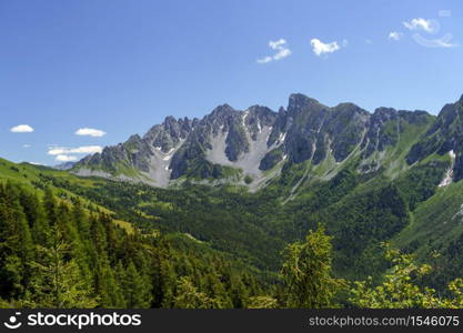 Mountain landscape at summer along the road to Vivione pass, Bergamo, Lombardy, Italy