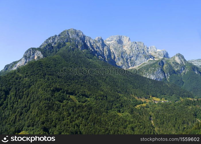 Mountain landscape at summer along the road to Vivione pass, Bergamo, Lombardy, Italy