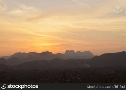 Mountain landscape at Sunset, Thailand
