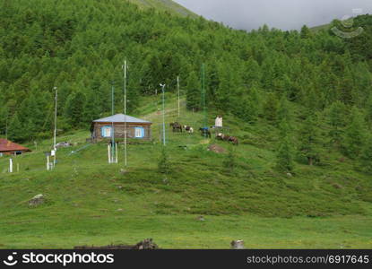 Mountain landscape. Highlands, the mountain peaks, gorges and valleys. The stones on the slopes. Mountain landscape. Highlands, the mountain peaks, gorges and valleys. The stones on the slopes.