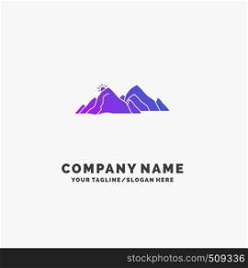 mountain, landscape, hill, nature, scene Purple Business Logo Template. Place for Tagline.. Vector EPS10 Abstract Template background