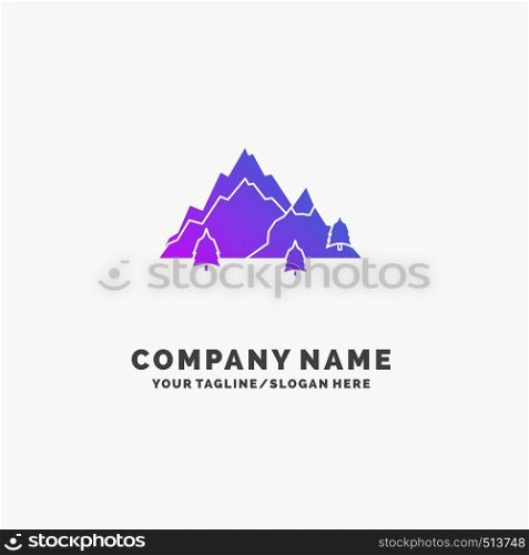 mountain, landscape, hill, nature, tree Purple Business Logo Template. Place for Tagline.. Vector EPS10 Abstract Template background