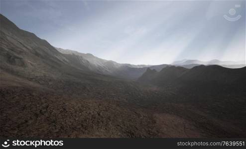 mountain landscape in high altitude with rays of light. Mountain Landscape in High Altitude