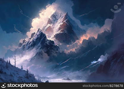 Mountain landscape in morning light panoramic view